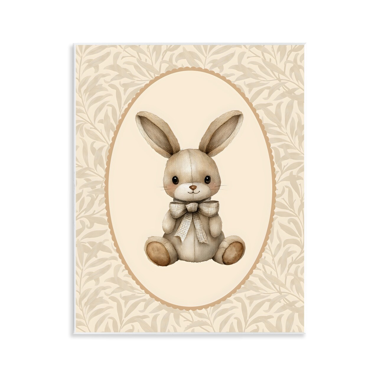 Stupell Industries Neutral Bunny in Oval Border Wall Plaque, design by LSR Design Studio